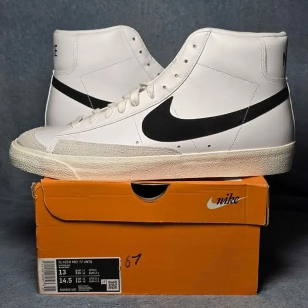 Nike Blazer Mid '77 Vintage White Black Mens Size 13
